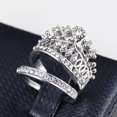thumbnail image 3 of Fiaya Women Crown Shape Rings, 1pc Fashion Temperament Sweet Rhinestone Ring, Daily Jewelry Accessories for Women Holiday Party Gift (Silver-6), 3 of 8