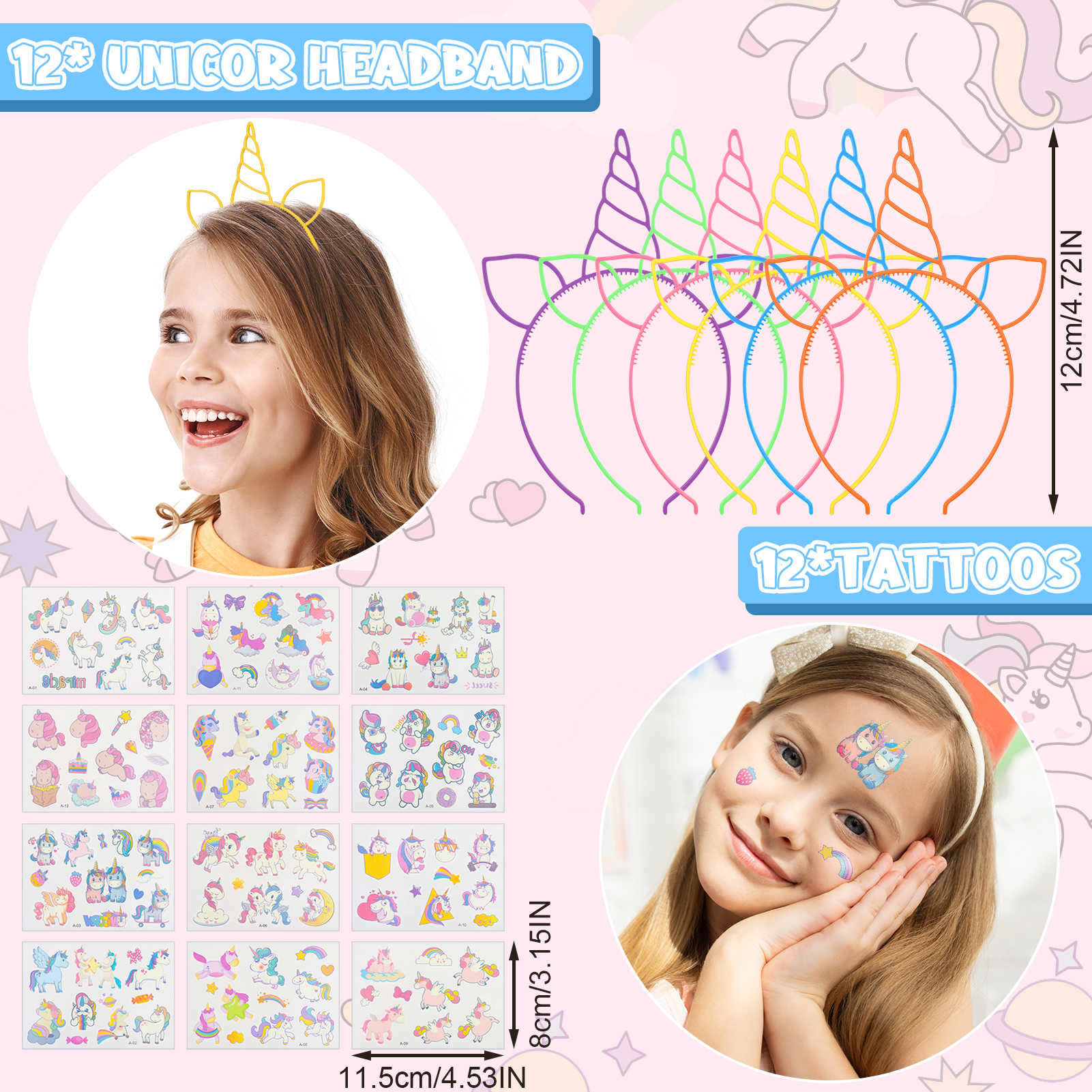 Bocaoying 71 Pcs Colorful Horse Party Favor for Kids, Cute Horse Birthday Party Supplies, Include Horse Headbands, Horse Slap Bracelets, Temporary Tattoos, Keyrings, Rings, Hair Clips for Kid Girl