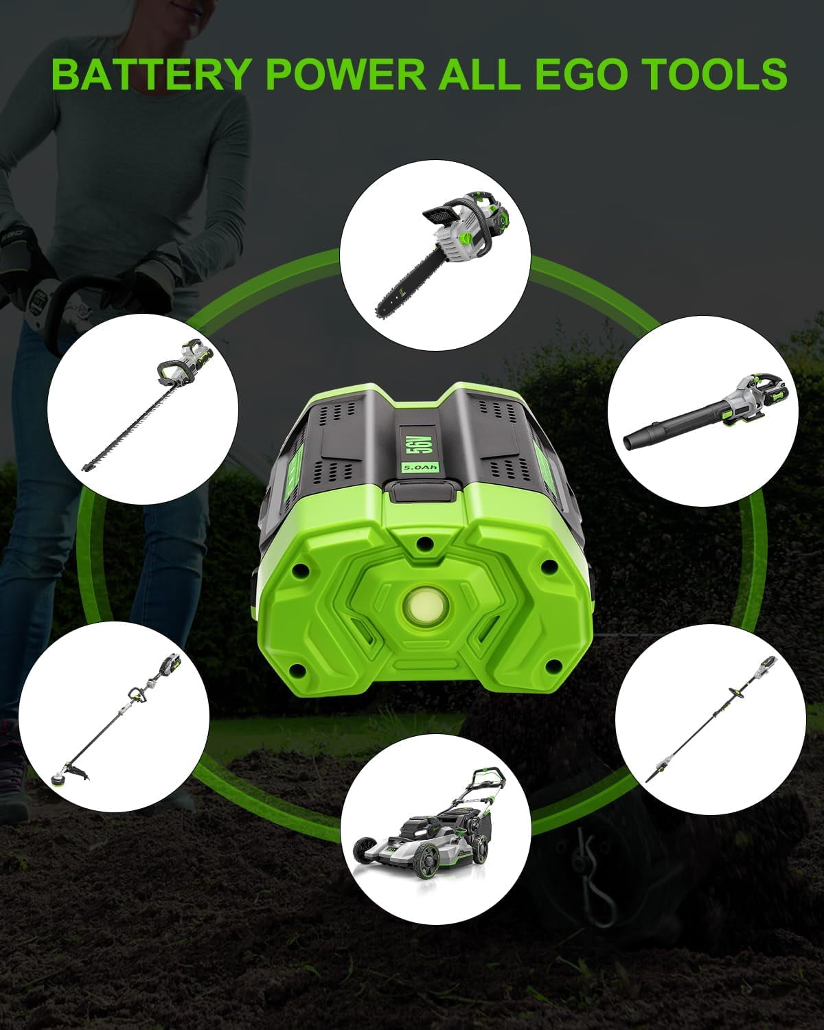 4pack 7.5Ah Replacement for EGO 56V Lithium-ion Battery BA1400T BA2800 BA2800T BA4200 BA4200T Compatible with EGO 56Volt Power Tools Lawn Mower Leaf Blower Chainsaw