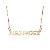 Personalized Planet Capitalized Name 14kt Gold-Plated Necklace, 18" ,Women's