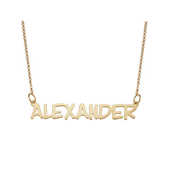 Personalized Planet Capitalized Name 14kt Gold-Plated Necklace, 18" ,Women's