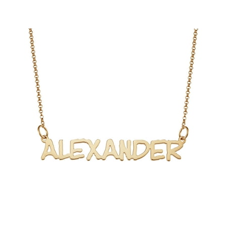 Personalized Capitalized Name 14kt Gold-Plated Necklace, 18
