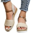 thumbnail image 4 of Wavsuf Platform Sandals for Women Casual Summer Wide Khaki Sandals Shoes Size 9.5, 4 of 8