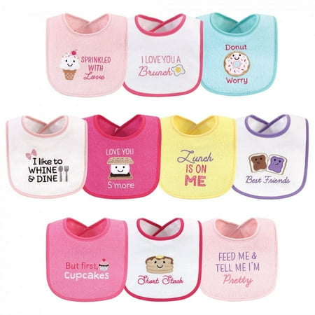 UPC: 0660168562767 | Hudson Baby Infant Girl Cotton Terry Drooler Bibs with Fiber Filling 10pk  Girl Ice Cream  One Size