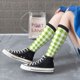 thumbnail image 5 of Fotbe White Green Plaid Calcetas Divertidas Estampadas para Hombre y Mujer, Calcetas de Algodón hasta la Rodilla para Caminar, Correr, Enfermería y Embarazo, 5 of 6