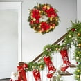 thumbnail image 2 of 24" Prelit Christmas Wreath Battery Operated Lighted Xmas Wreath with Red Gold Balls  for Front Door Fireplace Wall Window, 2 of 8