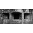 thumbnail image 2 of Jaynes Gallery 24x13 Gold Ornate Wood Framed with Double Matting Museum Art Print Titled - USA-Washington State-Fort Flagler State Park Black and white detail of gun ports in wall, 2 of 4