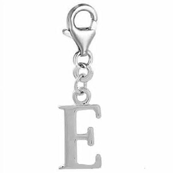 Sexy Sparkles Dangling Letter E Clip on Pendant Charm for Bracelet or Necklace Lead and Nickel Free Pendant- Zinc metal Alloy