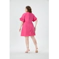 thumbnail image 3 of CASSIE LIZ Plus Size Dress For Women 5X Solid Hot Pink Pocket V Neck Dress Casual Flutter Trim Sleeves Dress Loose Fits Dress For Summer 5XL 26W 28W, 3 of 4