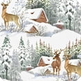 thumbnail image 6 of HAOXIT Winter Snow Landscape Tablecloth Elastic Edge Fitted Tree Deer Table Cover Fits Round Tables  31"-35, 6 of 8