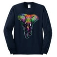 thumbnail image 2 of Wild Bobby, Colorful Rainbow Floral Elephant Animal Lover Mens Long Sleeve Shirt, Navy, 2XL, 2 of 3