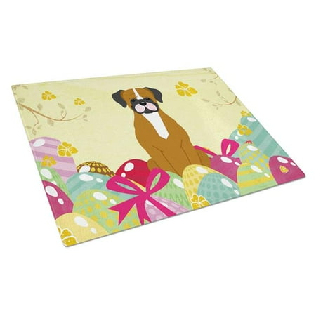 

Easter Eggs Flashy Fawn Boxer Glass Cutting Board - Large