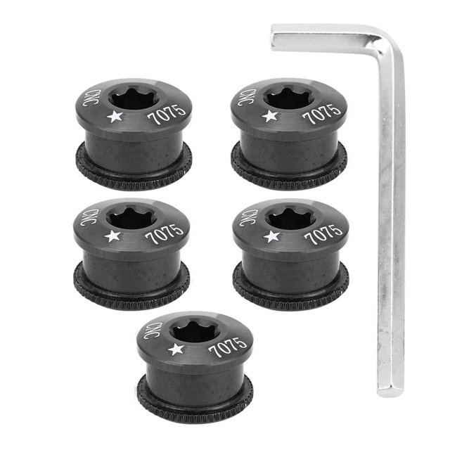 Perno de rueda dentada de tornillo de plato de bicicleta de 5 piezas para velocidad triple doble individual(black-5mm)