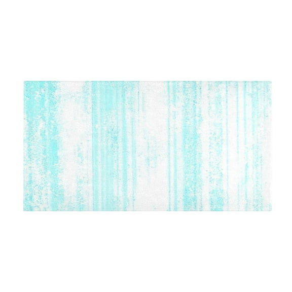Aqua Stripes Pattern 39x20" Bath Mat Carpet, Absorbent and Non-Slip for Kitchen or Bathroom, Quick-Drying