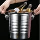 thumbnail image 1 of Cubo de hielo Enfriador de bebidas de acero inoxidable Enfriador de cerveza de vino Cuba de bebida redonda clásica | 1L 33.8oz Capacidad | Mango portátil para fiestas, reuniones familiares | 7,7 x, 1 of 7