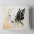 thumbnail image 2 of Designart Black and White Horse Heads - Animal Throw Pillow - 16x16, 2 of 5