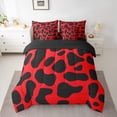 thumbnail image 2 of jejeloiu Kawaii Leopard Print 7 Pieces Bedding Comforter Set,Cartoon Cheetah Pattern Full Bedding Set,Red Black Fitted Sheet Flat Sheet For Adults,Ultra Soft Home Decor Reversible, 2 of 8