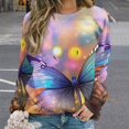thumbnail image 2 of Wildflowers Butterfly Womens Casual Crewneck Sweatshirt Long Sleeve Tops Cute Pullover Loose Fit, 2 of 7
