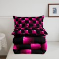 thumbnail image 5 of Manfei Contemporary Pink Purple Grid King Size Comforter Sets,Checkered Art Comforters King Size,Black Reversible,3-Piece,1 Comforter and 2 Pillowcases,3-Piece,1 Comforter and 2 Pillowcases, 5 of 7