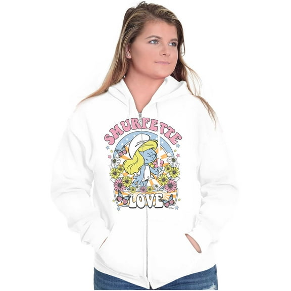 Smurfette Cartoon Love Spring Season Zip Hoodie Sweatshirt Women Brisco Brands S