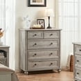 thumbnail image 4 of LELELINKY 5 Drawers Dresser for Bedroom, Farmhouse Dresser Wood Chest of Drawers for Living Room, Entryway, Hallway, Gray, 4 of 7
