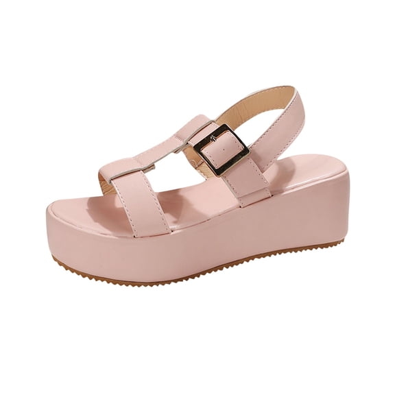 ShiShine Womens Buckle Strap Platform Wedge Sandals Comfort Casual Beach Vacation Sandals