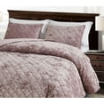 thumbnail image 2 of Chezmoi Collection Lux Dusty Pink Velvet Quilt King Set, 3-Piece Lush Plush Distressed Velvet Bedding All Season Lightweight Bedspread Brushed Microfiber Reverse with Diamond Stitch Quilting, 2 of 9