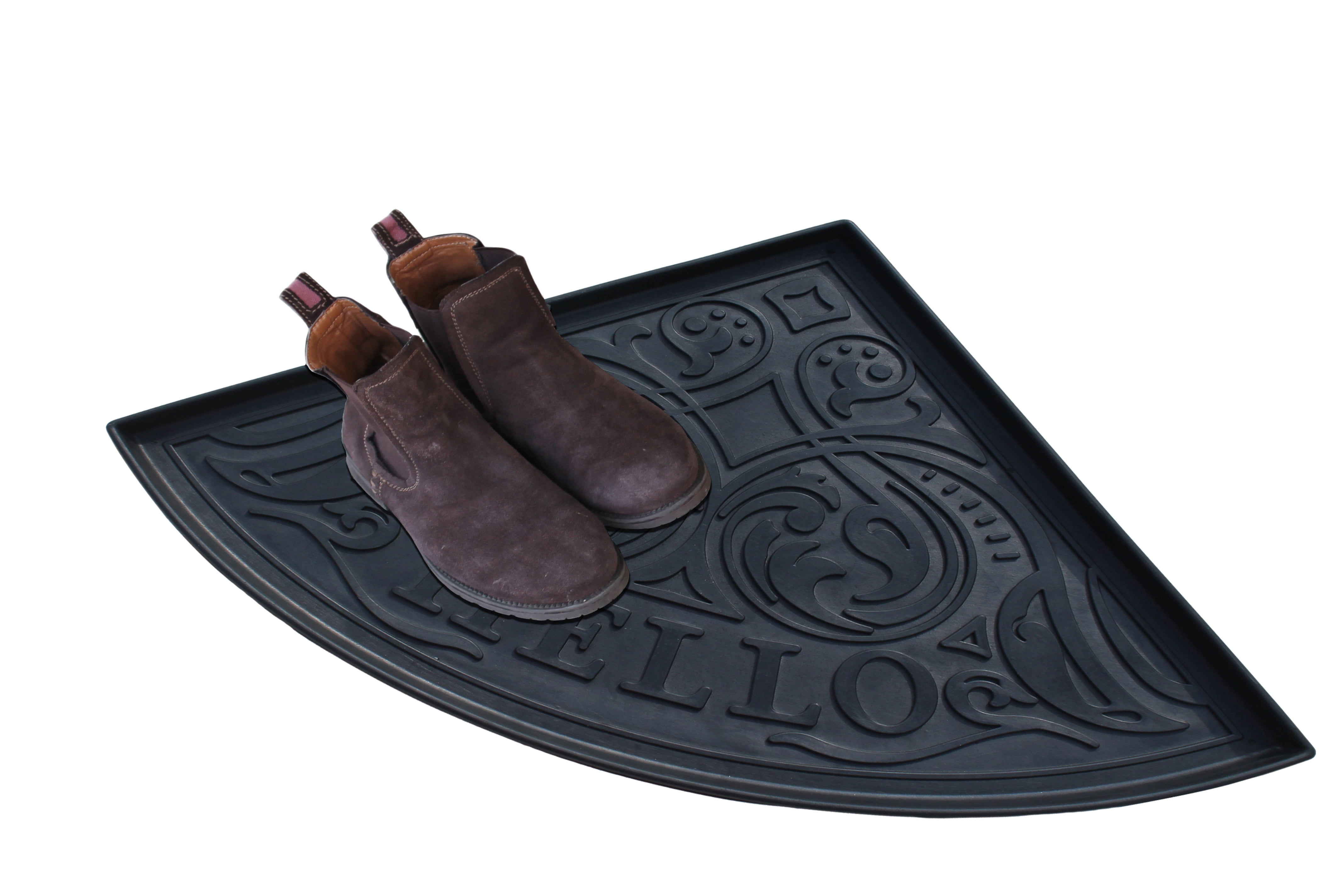 Hello Triangle Heavy Boot Tray-Water Resistant Rubber Utility Shoe Mat 21.6"x21.6" for Indoor and Outdoor Use in All Seasons Multi-Purpose Boot Tray Mat for Entryways