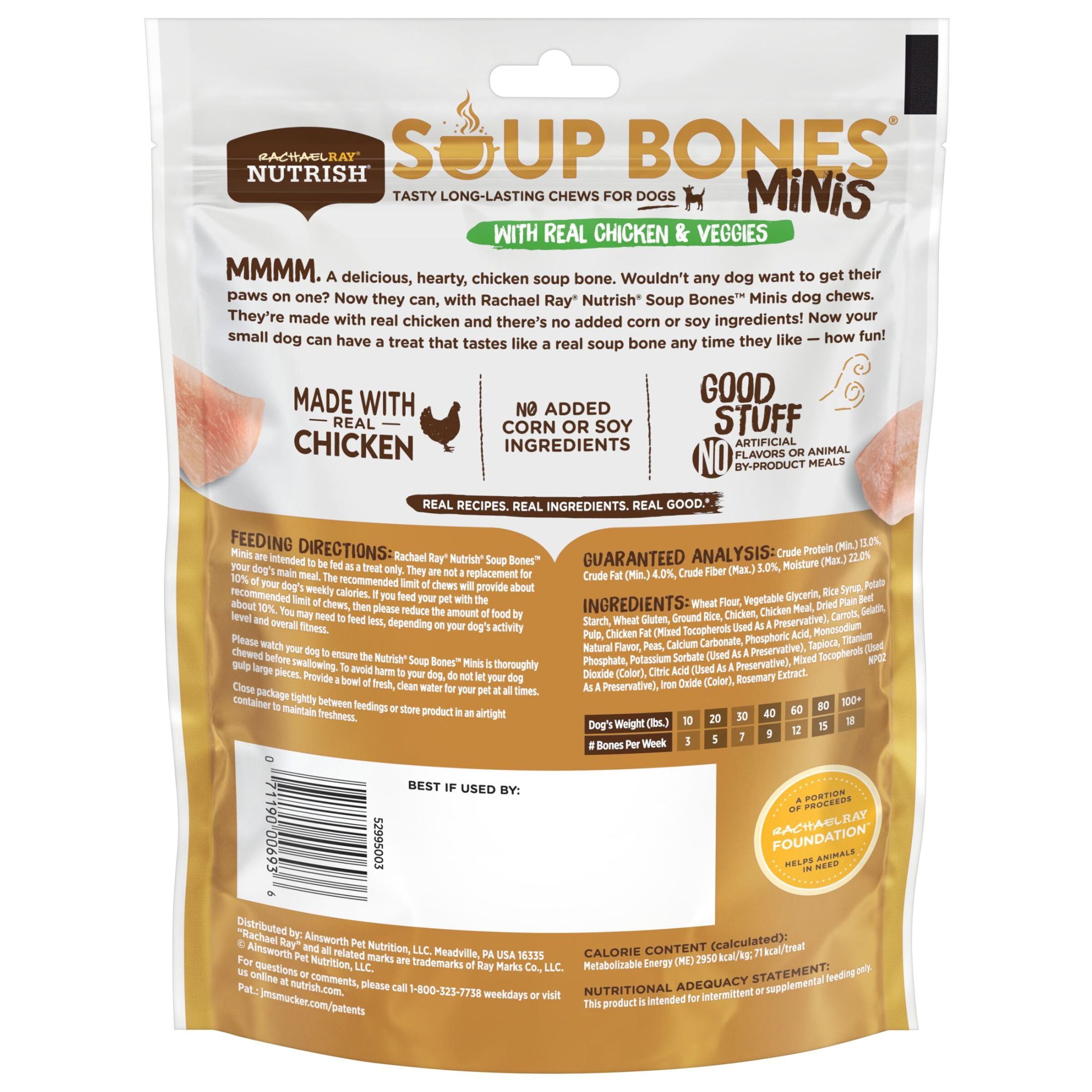 Rachael Ray Nutrish Soup Bones Minis Real Chicken Veggies Dog Treats 6 Chews Walmart