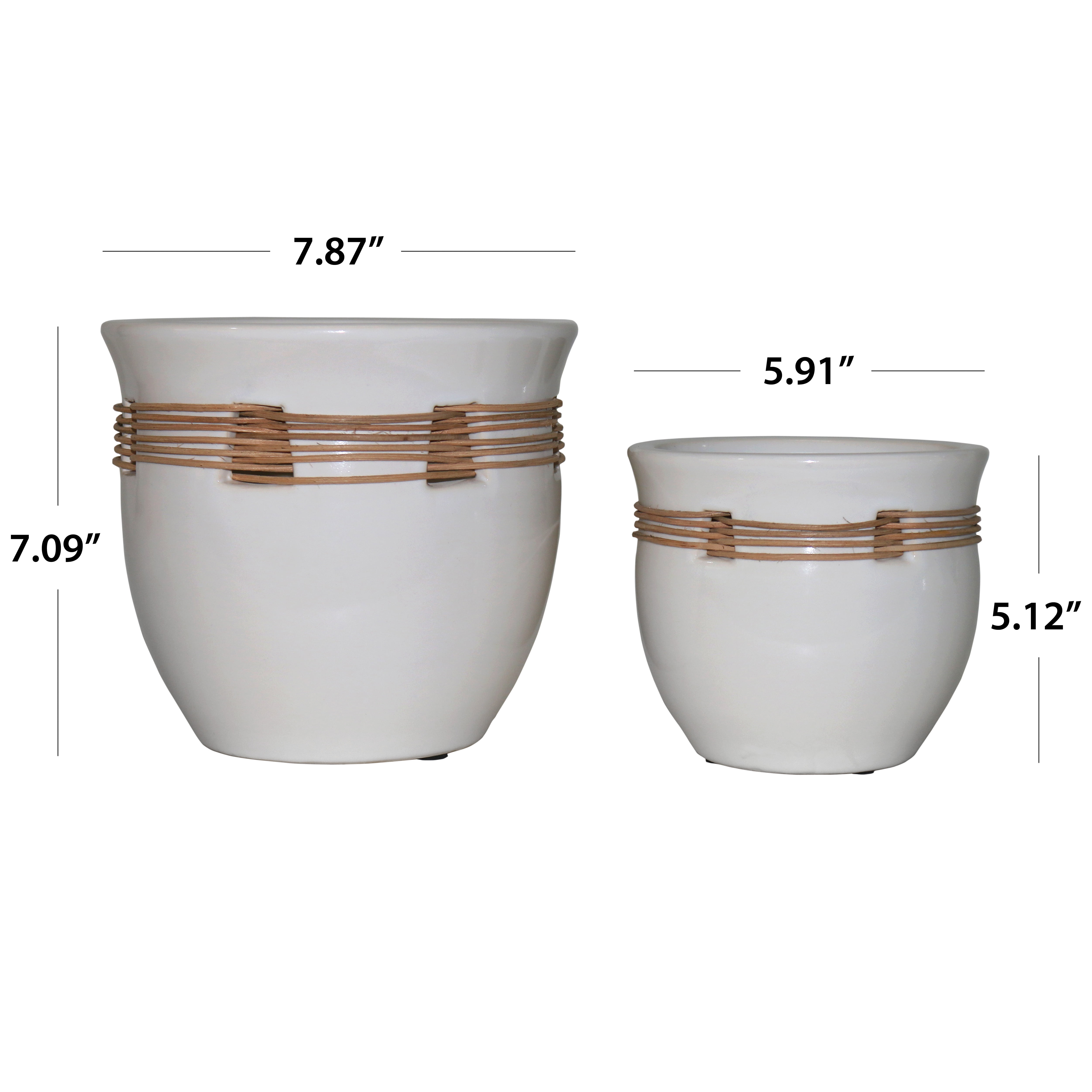 Better Homes & Gardens 8 inch/6 inch White Ceramic Basket Pot Set 2 -