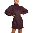 thumbnail image 1 of Robe Pull Décontractée à Manches Longues Lanterne Col Roulé Ample Surdimensionnée Douce pour l'Hiver, 1 of 5