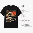 thumbnail image 5 of Japanese Wave Sunset Graphic T-Shirt, Unisex Classic Fit Crewneck Tee, 5 of 9