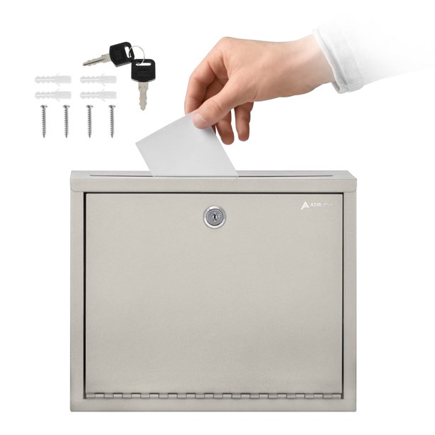 Caja de sugerencias Adir Corp 30 x 25 x 15 cm con cerradura, color beige