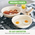 thumbnail image 6 of GreenLife Arte 2 Piece Frying Pan Set, Ceramic Nonstick 9.5" & 11" Skillets, Induction Suitable, Wood Print Handles, Dishwasher Safe, Speckled Cream, 6 of 9