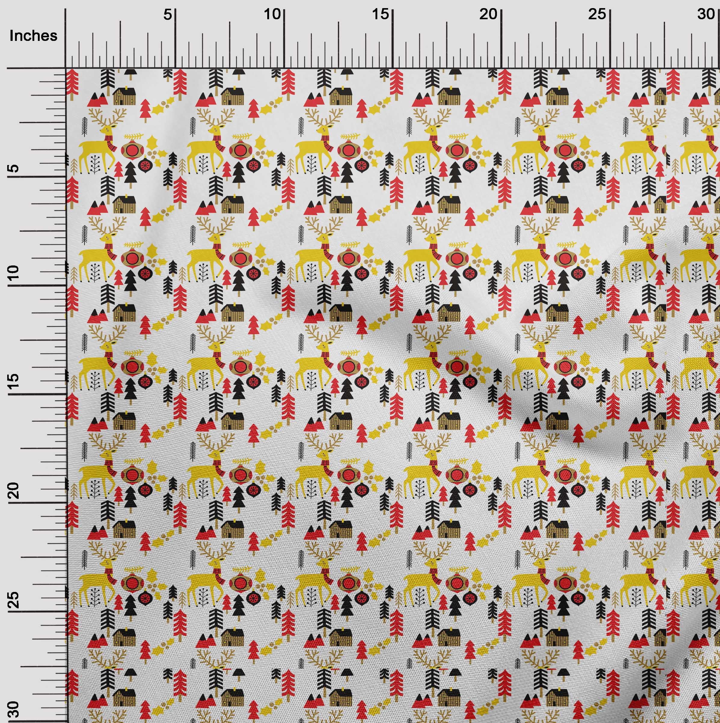 oneOone Cotton Silk White Fabric Merry Christmas Fabric For Sewing Printed Craft Fabric By The Yard 42 Inch Wide