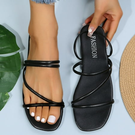 

Njoeus Slippers For Women Booties Slipper For Women Fashionable Cross Strap Flat Two-Wear Sandals Winter Slippers