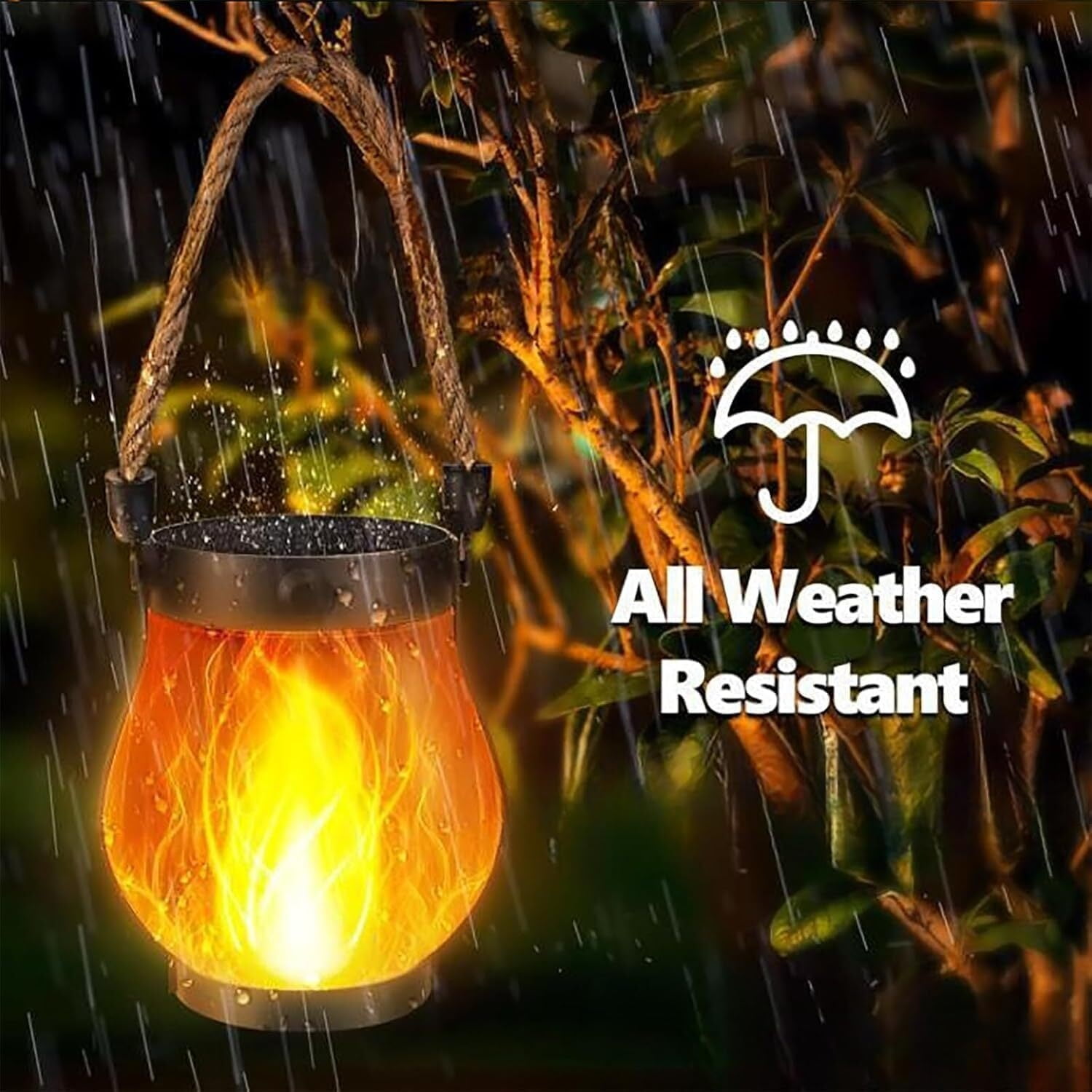 Solar Lantern Outdoor Lights, Dancing Flame Solar Lantern Outdoor Lights, Waterproof Hanging Solars Lanterns, Dual Charging Modes for Garden Yard Decoration (2pcs)