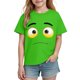 thumbnail image 4 of Blusas y camisas de manga corta con cuello redondo para niños y niñas, color liso, con estampado de expresión linda, manga corta, holgadas y cómodas, blusa para niña, 4 of 5