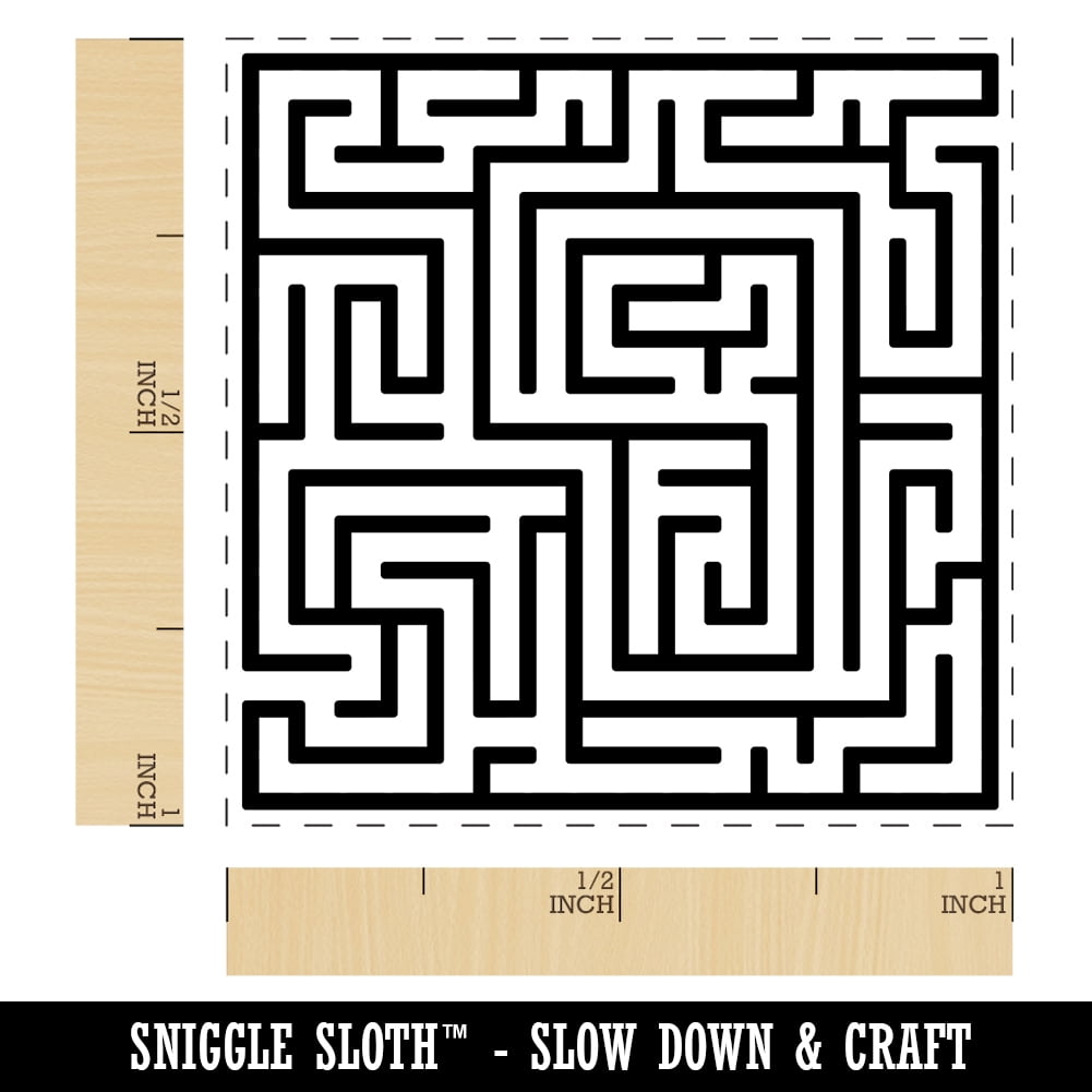 Labyrinth Maze Puzzle Game Self-Inking Rubber Stamp Ink Stamper - Lime Green Ink - Small 1 Inch