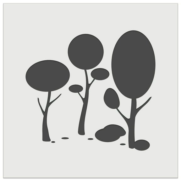 Minimalist Trees and Bushes in Forest DIY Cookie Wall Craft Stencil - 3.5 Inch
