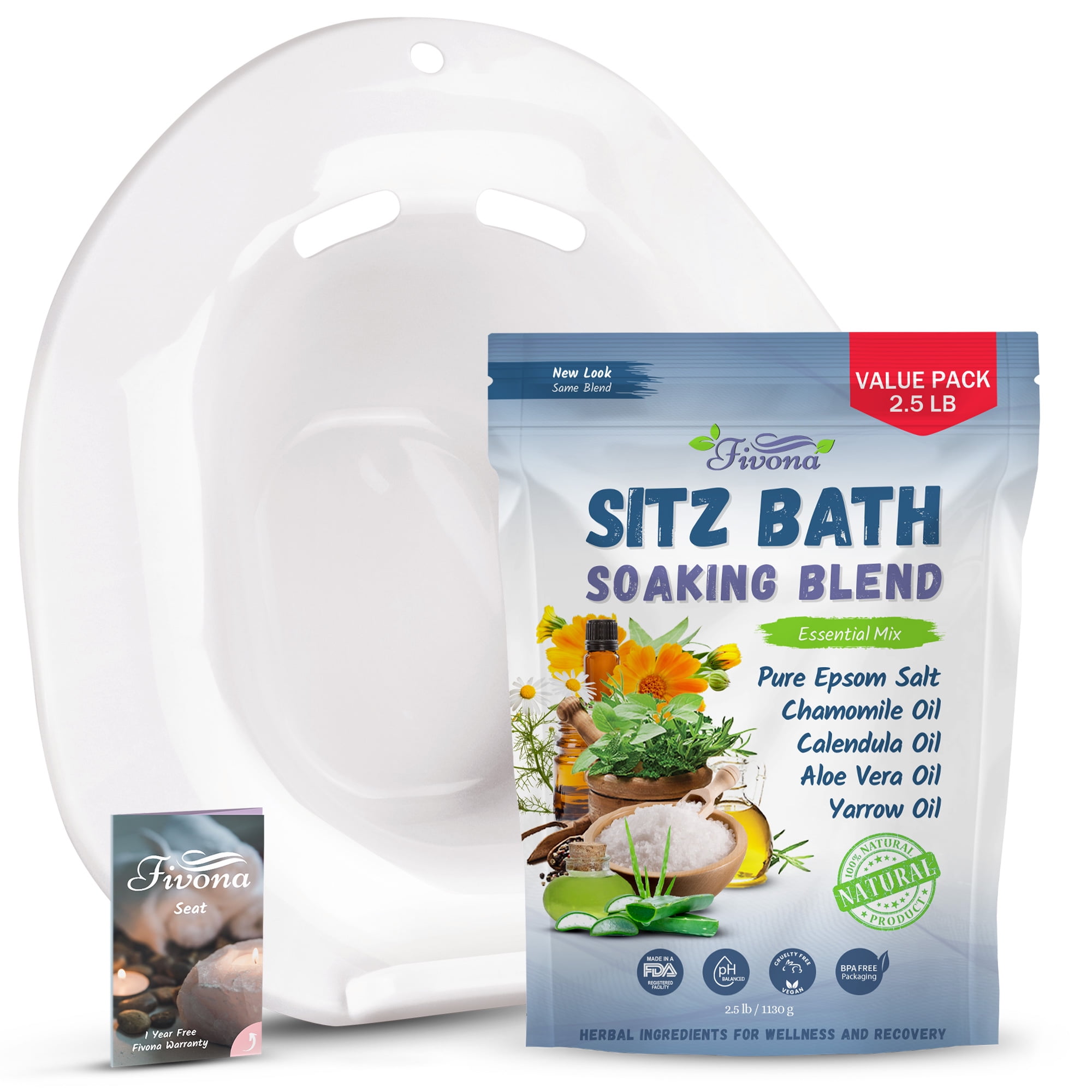 Sitz Bath Seat Salt 2.5 LB Kit for Hemorrhoids and Postpartum Care by