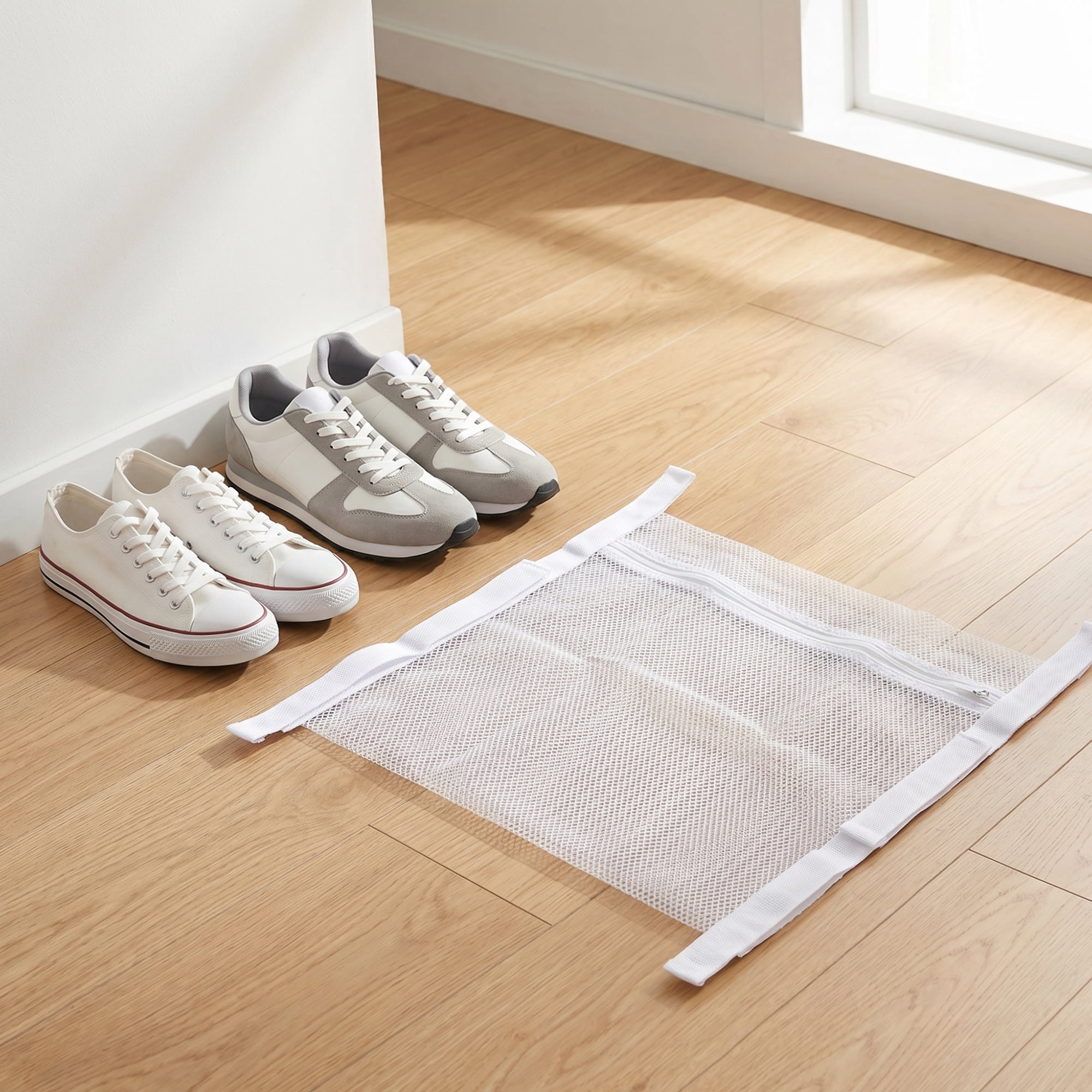 Unique Bargains Durable Polyester Laundry Shoe Bag for Washing Machine White 15.7"x15.7"