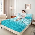 thumbnail image 4 of Manfei Leopard Print 4pcs Bed Sheets,Sequin Print King Sheets,Blue White Super Cozy Sheet Set,Breathable Abstract Room Decor, 4 of 7