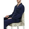 thumbnail image 4 of Aunavey Men's Silk Satin Pajamas Set Long Sleeve PJS Button-Down Sleepwear with Front Pocket, 4 of 5