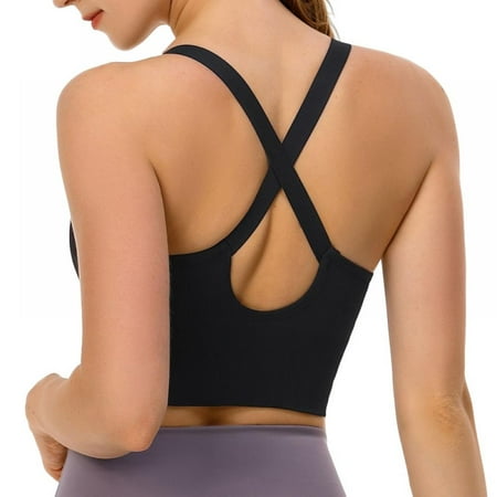 

Pretty Comy Cross Back Sport Bras Padded Strappy Criss Cross Cropped Bras for Yoga Workout Fitness Medium Impact