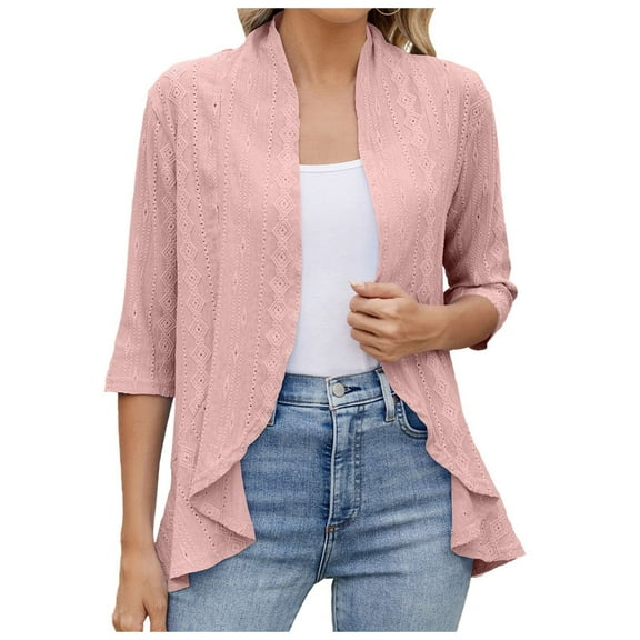 yocbz Womens Shrugs for Dresses Women Bolero Shrug Cardigan Open Front Cover Up Short Sleeve Kimonos for Evening Dress Pink,Size for S