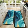 thumbnail image 4 of Kitchen Rugs Sets Of 2,Teal and Gold Marble Ink Swirls Pattern Anti Fatigue Kitchen Mat Rugs Non Slip Washable,Decorative Kitchen Floor Mats for Kitchen,Sink,Laundry,17"x47"+17"x47", 4 of 5