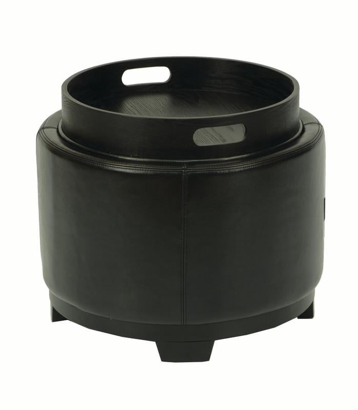 SAFAVIEH Round Modern Glam Storage Tray Ottoman, Black