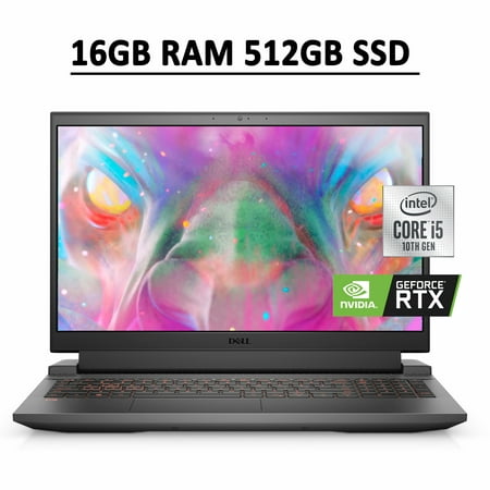 Dell G15 5510 Gaming Laptop 15.6" FHD 120Hz Anti-Glare WVA Display 10th Gen Intel Quad-Core i5-10200H 16GB RAM 512GB SSD NVIDIA GeForce RTX 3050 4GB Backlit Keyboard HDMI USB-C WiFi6 Win10