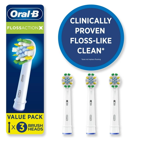 Oral-B FlossAction XFilaments Electric Toothbrush Replacement Brush Heads Refill, 3 Count